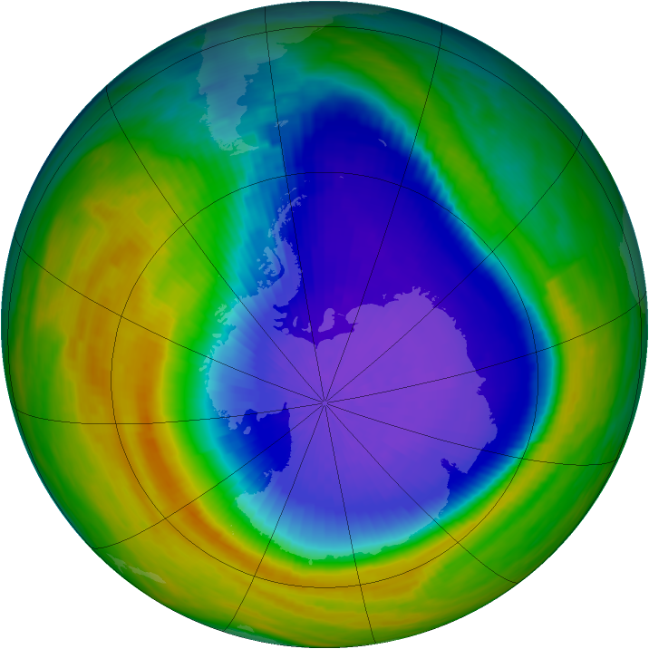 Antarctic ozone map for 08 October 1992